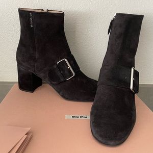 Miu Miu black suede boots, size 38